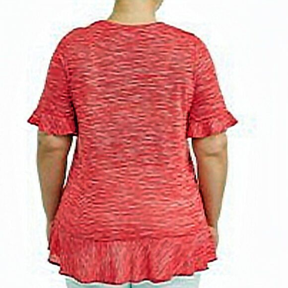 Terra & Sky Red Peplum Top Size 4X - Picture 2 of 13